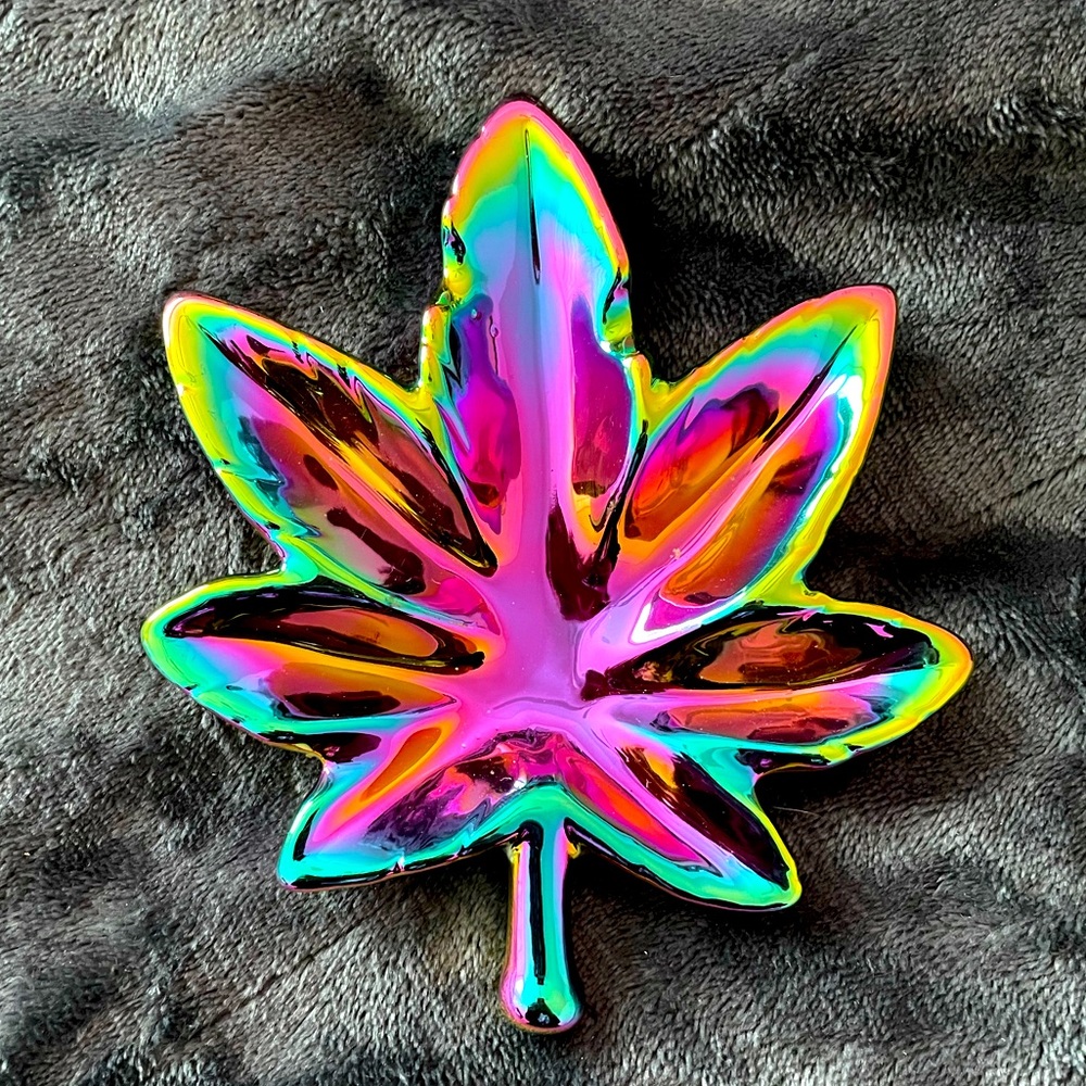 Iridescent Pot Leaf Ashtray/ Dish